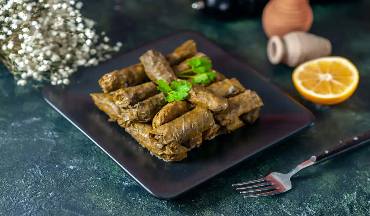 front view delicious leaf dolma with seasonings